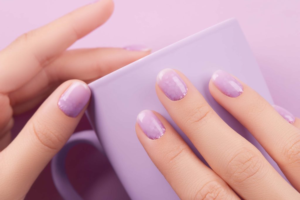 Pinceau éponge Pour Nail Art - Effet Baby Boomer/dégradé, Double Tête Blanc/mauve - Neuf